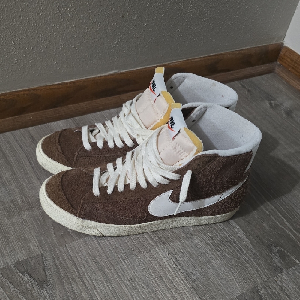 Nike Brown and Cream High-Top Sneakers